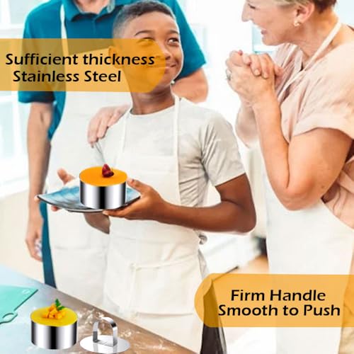 KUAYB 4-Inch Round Cake Ring Mold Set with Pushers - 6 Pieces