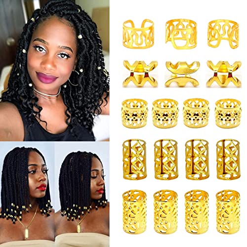 100 Pcs Gold Dreadlock Cuffs & Hair Rings Jewelry for Braids
