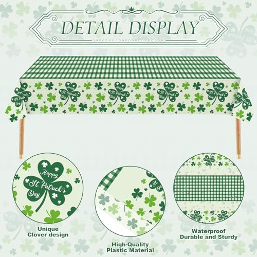 St. Patrick's Day Tablecloth Set - 54 x 108 Inch, 3 Pcs