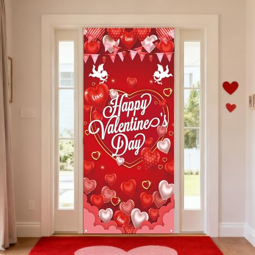 Valentine's Day Door Cover Banner - Cupid Hearts 5.9x2.6 ft