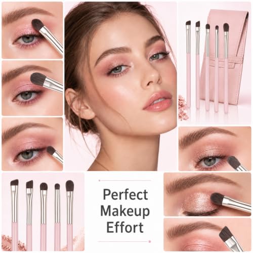 Skrfren 5-Piece Eye Makeup Brush Set with Blending and Angled Brows