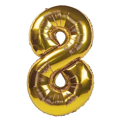 Giant 32-Inch Gold Number 8 Helium Foil Balloon for Parties