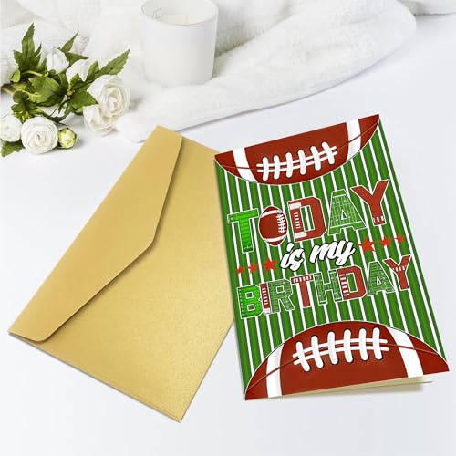 Football Greeting Card with Gold Envelope – Perfect for Birthdays & Thank You Notes