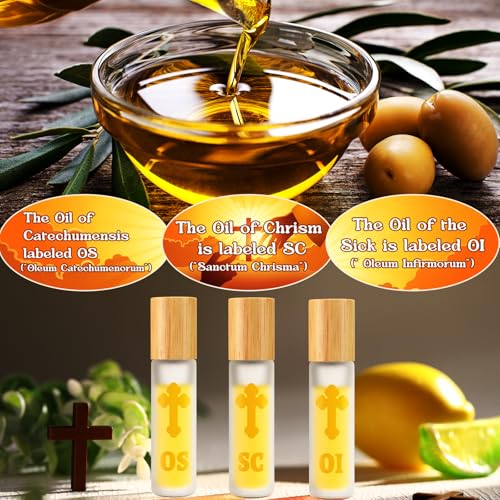 Chuangdi 3 Pcs Small Holy Anointing Oil Roller Bottles 10 ml Glass