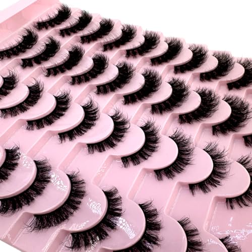 CuvDhe 20 Pairs Faux Mink Lashes Bulk Pack Dramatic Volume False Eyelashes