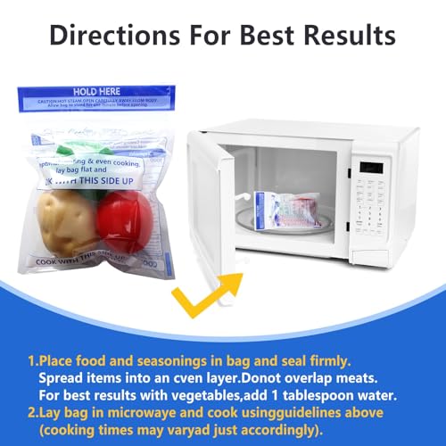 12 Pcs Reusable Microwave Steamer Bags for Vegetables & Meat