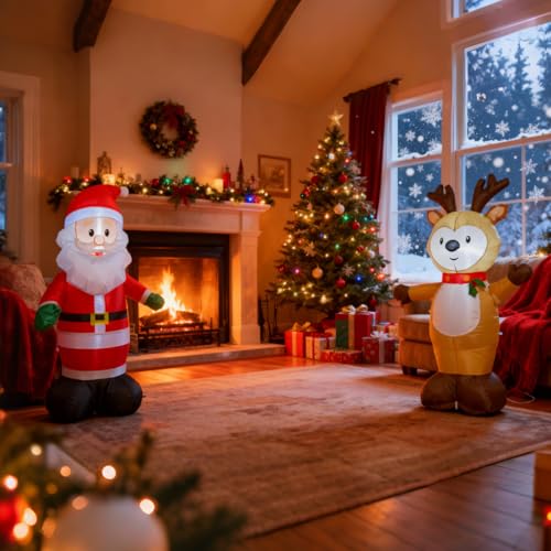 Inflatable Santa Claus and Reindeer Set 4ft - Santa & Deer Variation