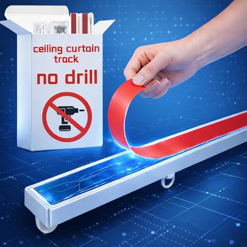 Self-Adhesive Ceiling Curtain Track 4.72FT - Easy Install, White