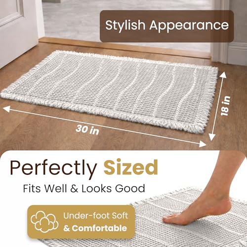 18x30 White Waffle Knit Bath Mat | Ultra-Absorbent & Anti-Slip
