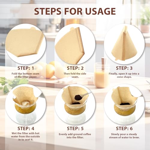 POXXU #4 Unbleached Cone Coffee Filters - 200 Count for 8-12 Cup Brewers
