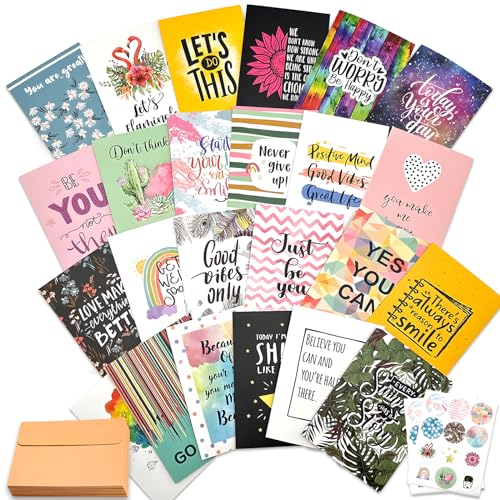 24 Inspirational Motivational Cards with Envelopes - Uplifting Messages