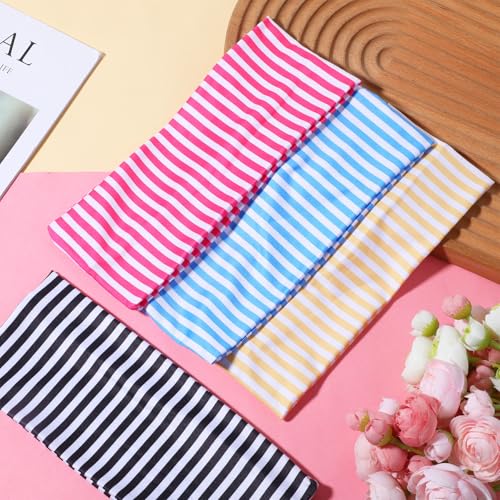 Zelphvt Striped Headbands 4-Pack - Wide Non-Slip Stretchy Yoga Workout Hair Bands