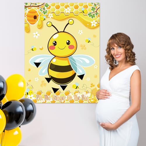 Bee Party Game Set - Pin the Stinger on the Honeycomb Poster