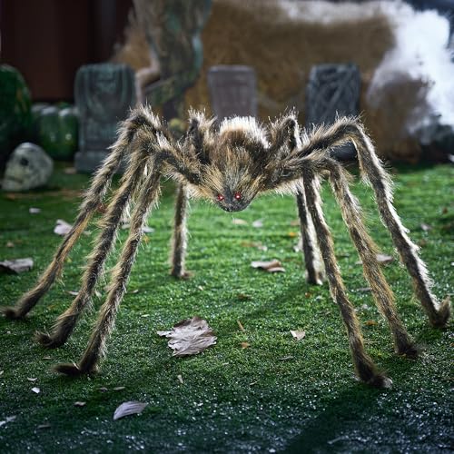 5ft Brown Hairy Spider Halloween Decoration - Scary Outdoor & Indoor Prop