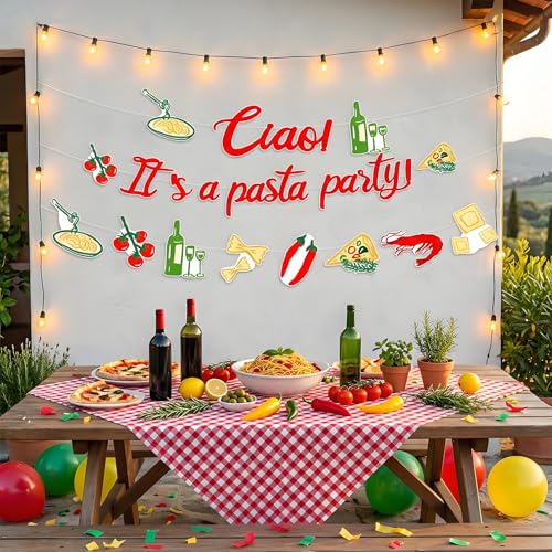 Pasta Party Decorations - Italian Theme Banner and Garland Set