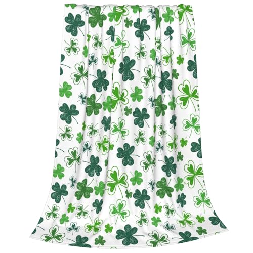 St. Patrick's Day Shamrock Throw Blanket - Cozy Green Flannel 40"x50"