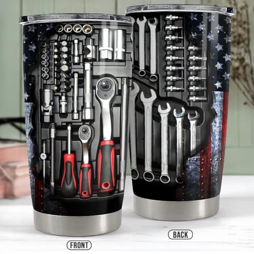 Mechanic Tumbler with Lid - 20oz Insulated Travel Mug Gift for Dad