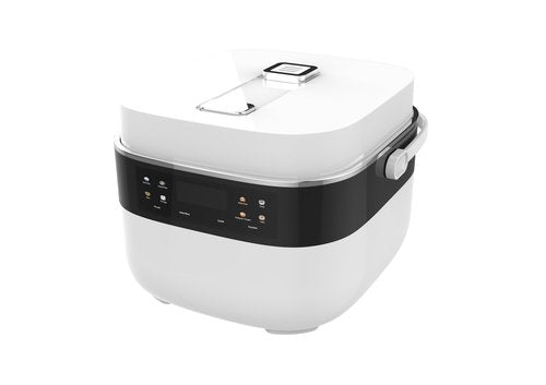 Akureo 3L Smart Rice Cooker, 6-Cup Uncooked, Fuzzy Logic, Stainless steel spherical inner pot with non-stick ceramic glaze coating, Keep Warm, White