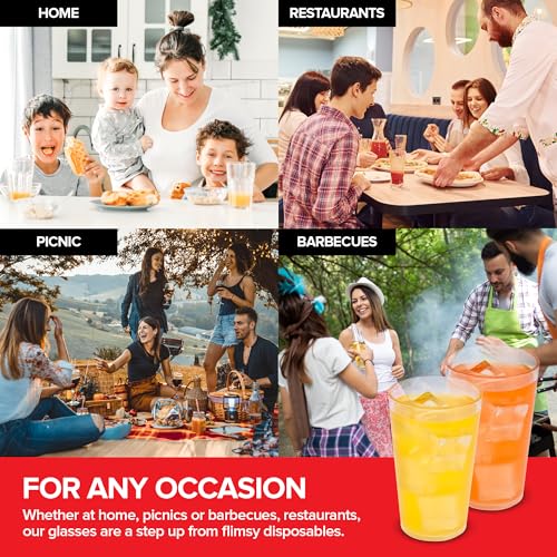 Stock Your Home 5 oz Reusable Plastic Juice Glasses - 12 Pack Pebbled Tumblers