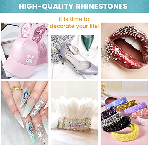 PuppyDoggy 1440 Pcs Pink Nail Rhinestones SS10 Flatback Glass Gems for DIY Crafts