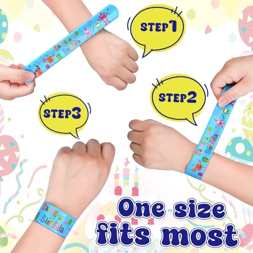 36-Pack Happy Birthday Slap Bracelets for Kids & Adults - Colorful Party Favors
