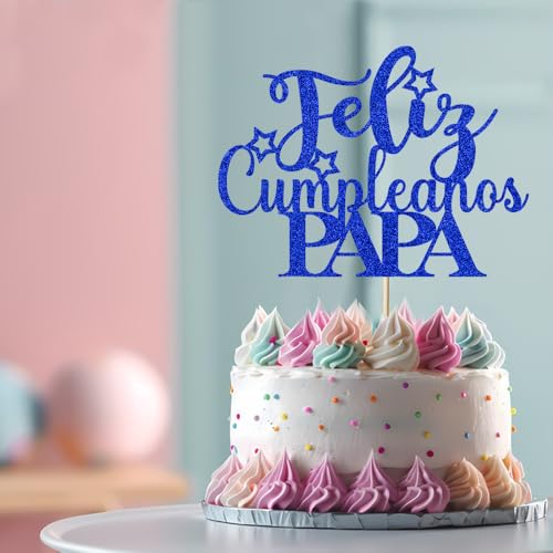 Glitter Father's Day Cake Topper Blue Dad Birthday Party Decoration