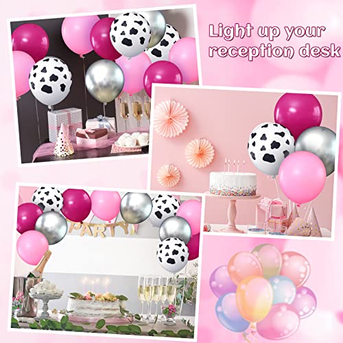 70-Piece Western Cowgirl Theme Balloon Arch Kit - Pink, Rose Red & Cow Print