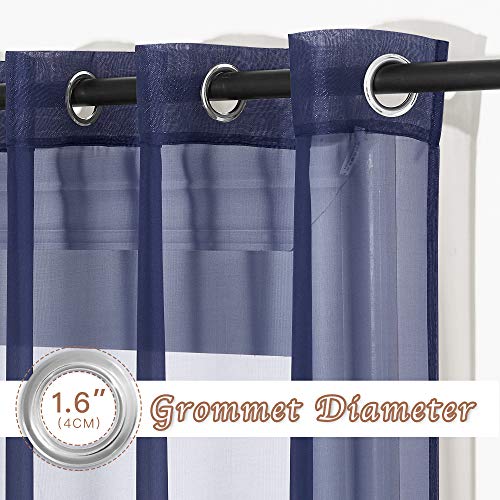 NICETOWN Dark Blue Sheer Curtains - 54" x 90" Grommet Panels