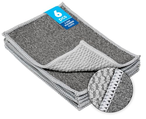 Microfiber Wholesale 4x6 Scrubber Cloths (6 Pack) - Non-Scratch Dual-Sided Dish Sponges
