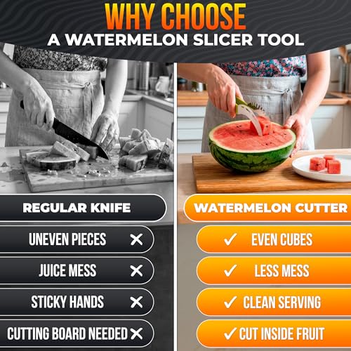 NADOBA 2-in-1 Stainless Steel Watermelon Slicer & Cube Cutter Tool
