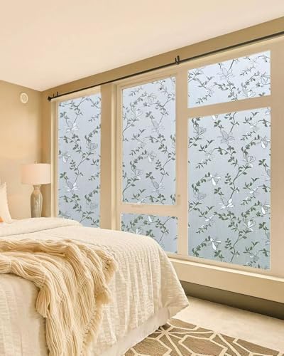 Frosted Glass Window Film - Elegant Flower Design, 17.5" x 78.74"