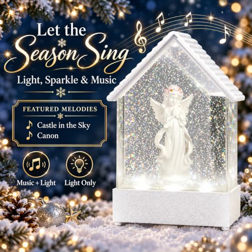 Angel Musical Snow Globe Lantern with Lights and Songs - Christmas & Holiday Decor