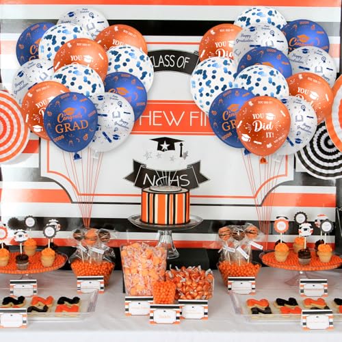 Blue and Orange Graduation Balloons Kit - 50Pcs Class of 2026