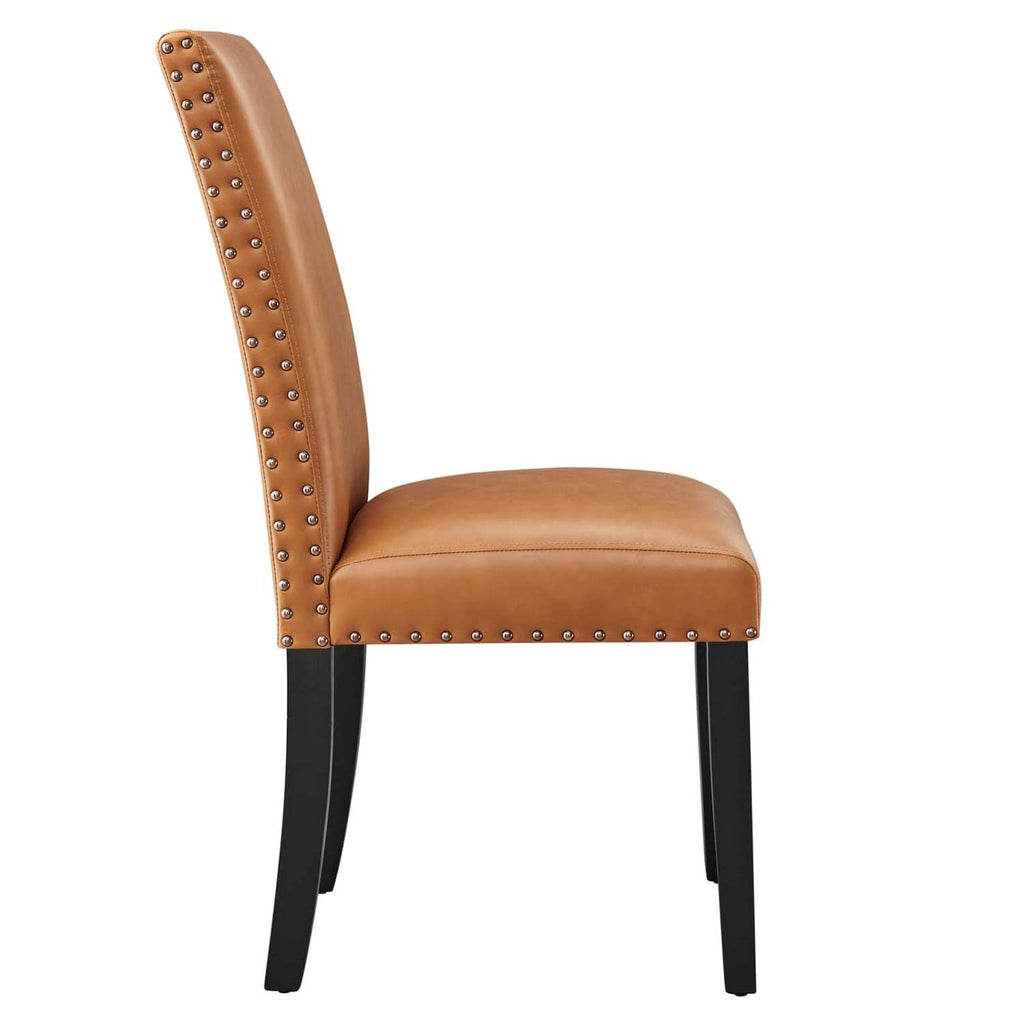 Parcel Dining Faux Leather Side Chair in Tan