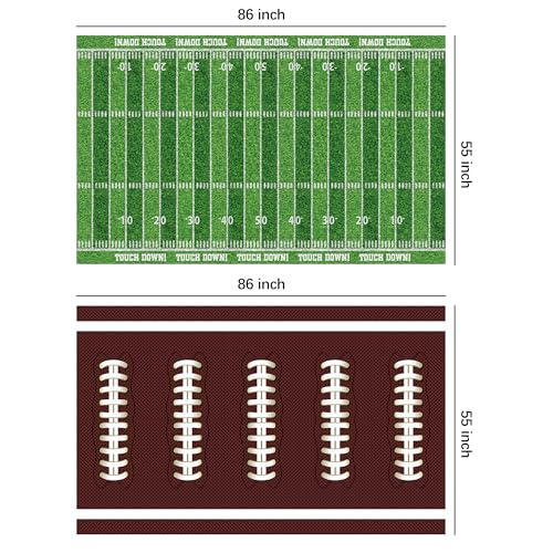 Football Party Tablecloths - 4 Pack, Disposable Table Covers 86 x 55 Inches