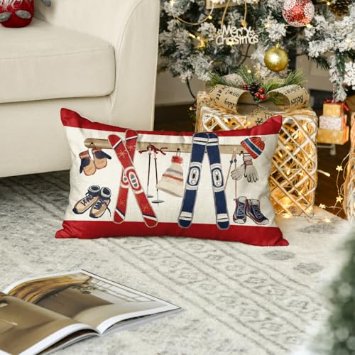 AVOIN Colorlife Winter Ice Skates Pillow Cover - 12x20 Inch