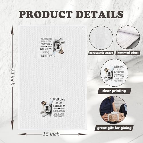 Funny English Bulldog Hand Towels - Decorative 16x24 Inch Gift
