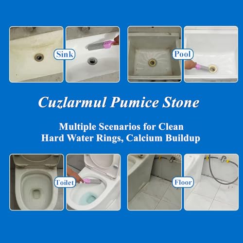 Blue Pumice Stone Toilet Cleaner with Handle - 5 Pack for Hard Water & Buildup Removal