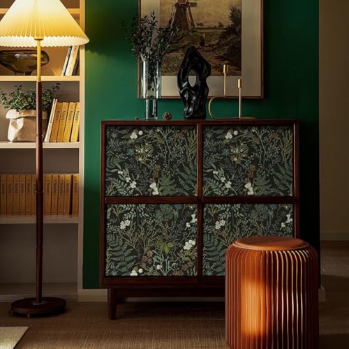 Dark Green Fern Self-Adhesive Shelf Liner - 17.3" x 118"