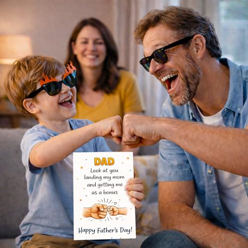 Funny Father's Day Card for Stepdad & Dad - 5.5"x8" Blank Greeting Card