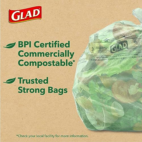 Glad Compostable Kitchen Trash Bags - 2.6 Gallon, 22 Count