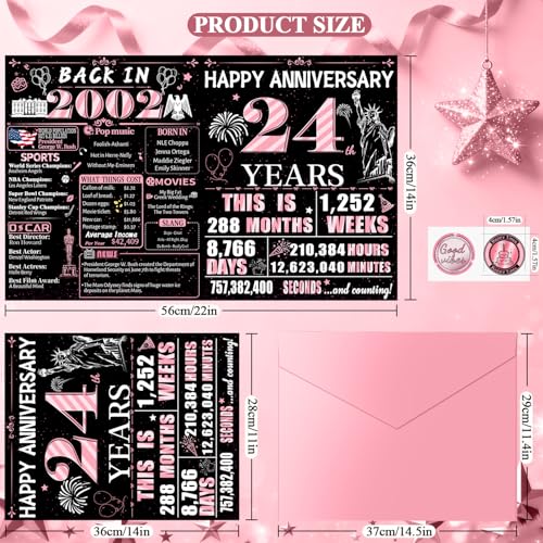 24th Anniversary Jumbo Musical Card for Wife - Black & Gold