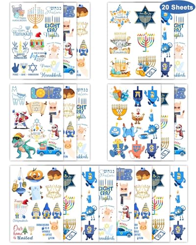 Merry Chrismukkah Temporary Tattoos - 188 Pcs Hanukkah & Christmas Party Favors