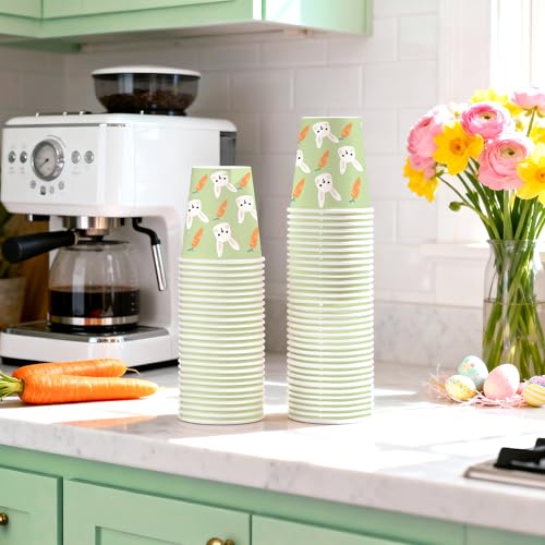 Easter Paper Cups 9oz - 50 Pack Carrot Bunny Design Disposable