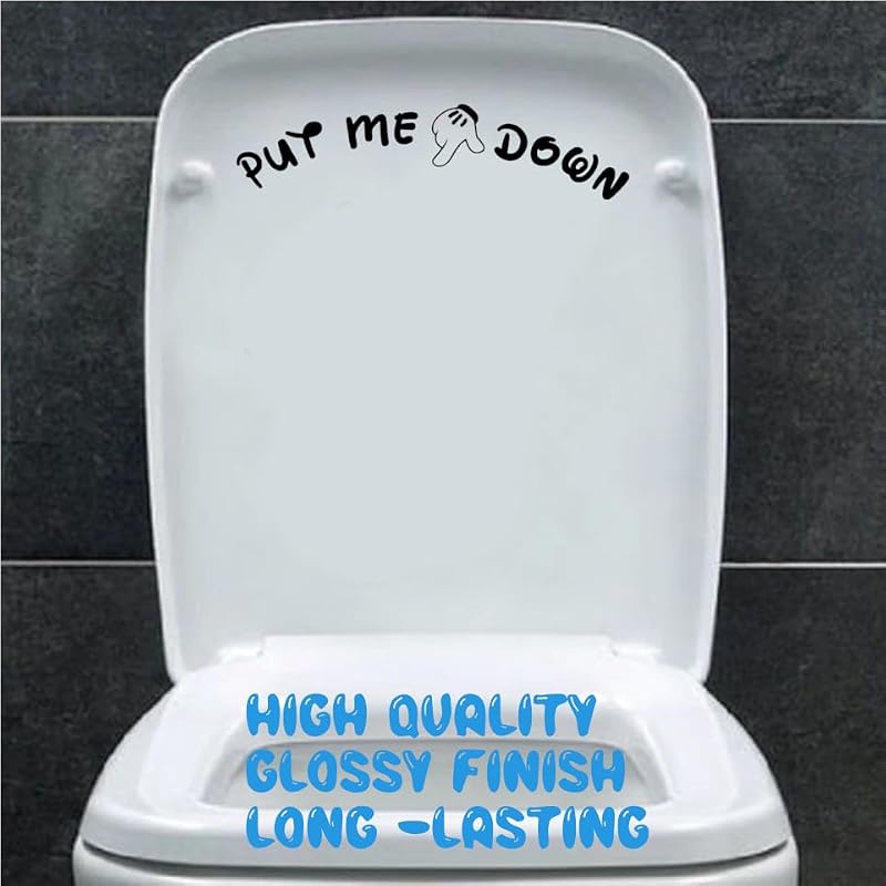 Put Me Down Toilet Seat Sticker - Funny Mickey Hand Bathroom Decor (2 Pack)