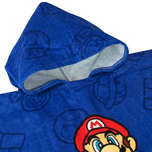 Super Mario Boys Gaming Hooded Towel Poncho Swimwear for Kids One Size Blue