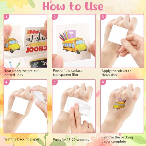Ceiba Tree 100pcs Back to School Temporary Tattoos Assorted Pre-Cut Party Favors