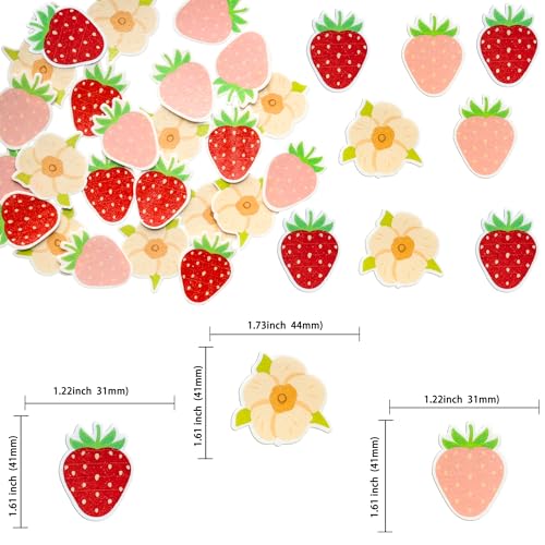 60Pcs Edible Strawberry Cupcake Toppers - Wafer Paper Cake Decorations