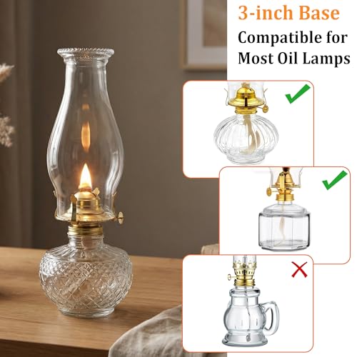 Lumpro 3-Inch Base Clear Glass Oil Lamp Chimney Replacement Shade
