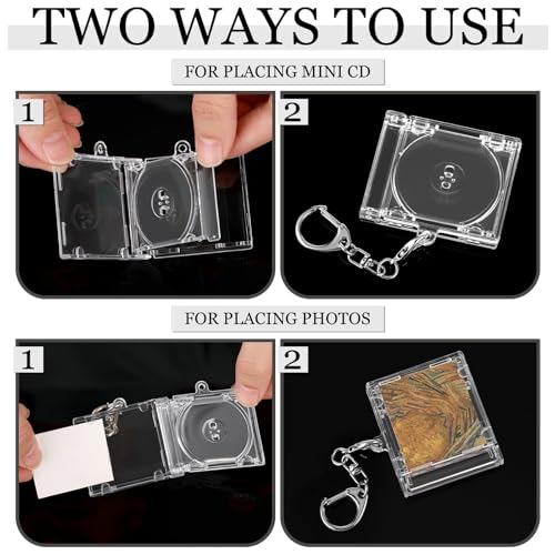 Misdary Mini CD Holder Keychain Album Case - Clear, 10 Pack